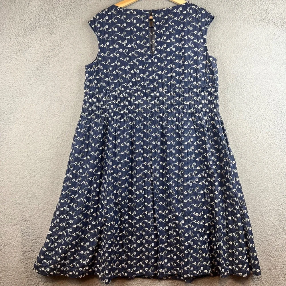 Broome Street Kate Spade New York Blue Floral Eyelet Smocked Midi Dress Size 12